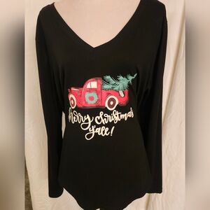 Black Christmas Graphic Long Sleeve Top